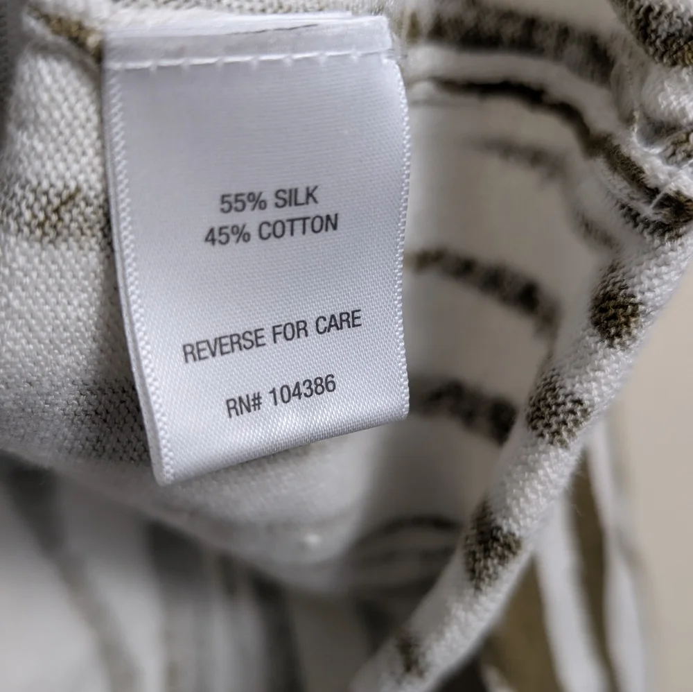 Garnett Hill Feathered Waves Brown & White Silk Cotton Knit Pullover Sweater - Picture 6 of 8